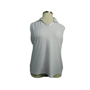 Lopez Size XL White Collared Sleeveless Deluxe Dri Golf Shirt Top Sporty